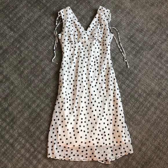 Vintage Dresses & Skirts - VINTAGE White Polka dot Midi Dress